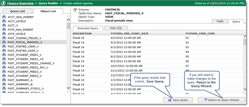 Creating a custom query from a table or view